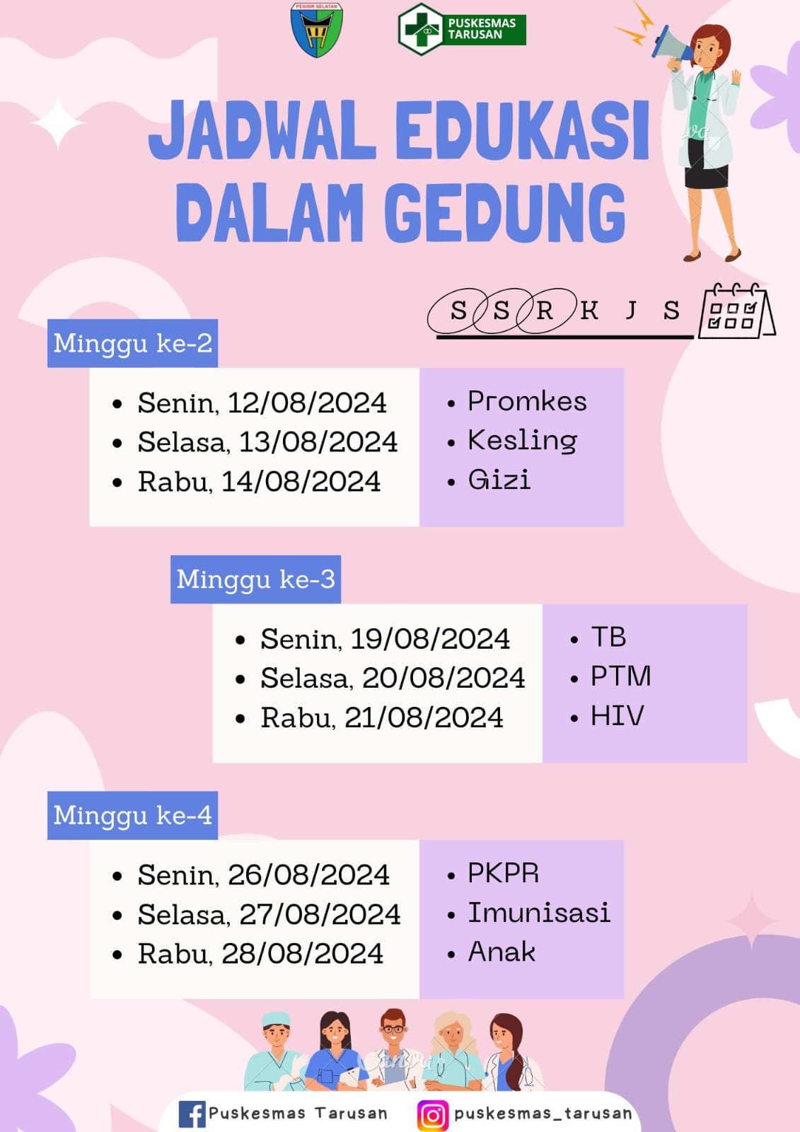 Jadwal Penyuluhan dalam Gedung Puskesmas Tarusan